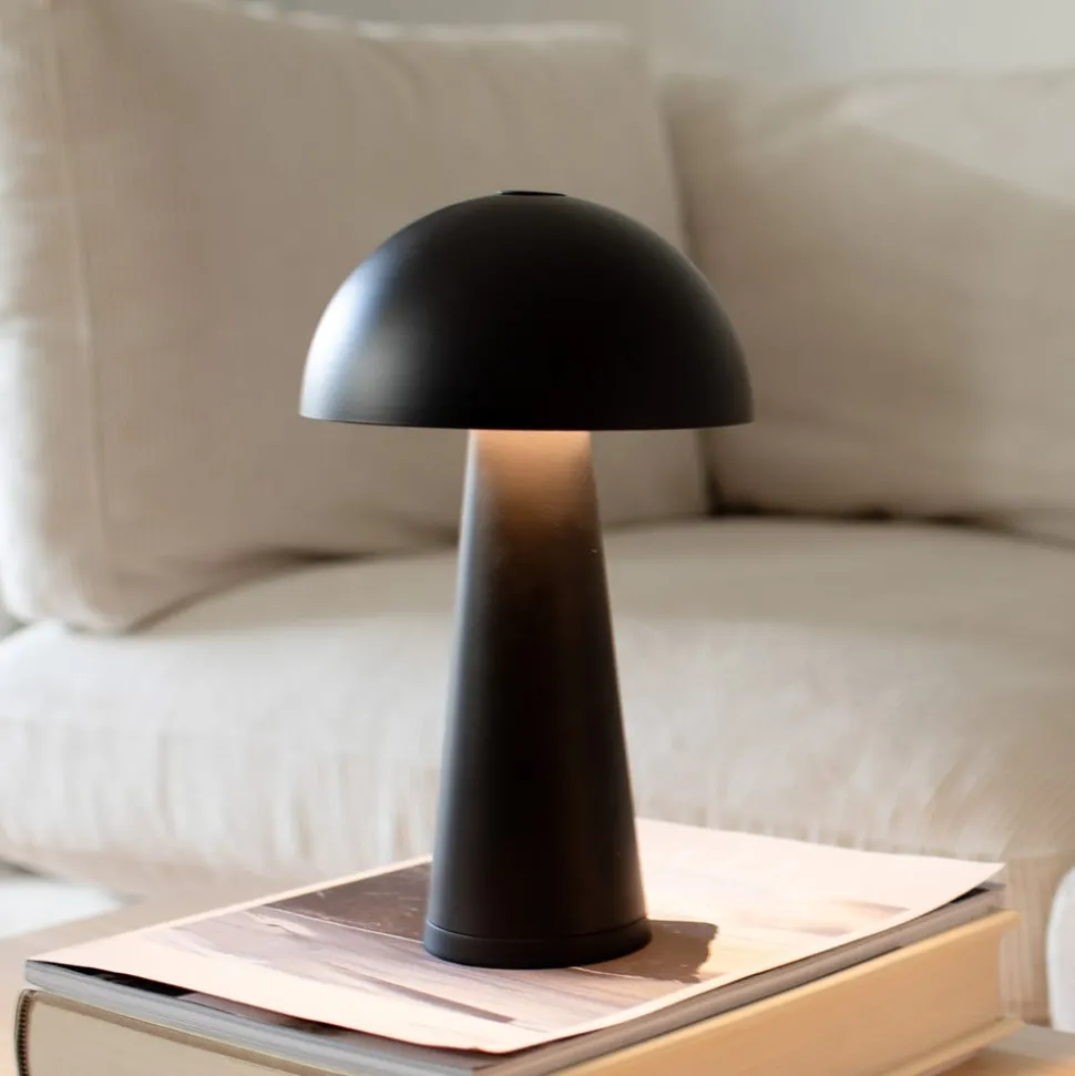 Accu-tafellamp Fungi voor buiten, zwart