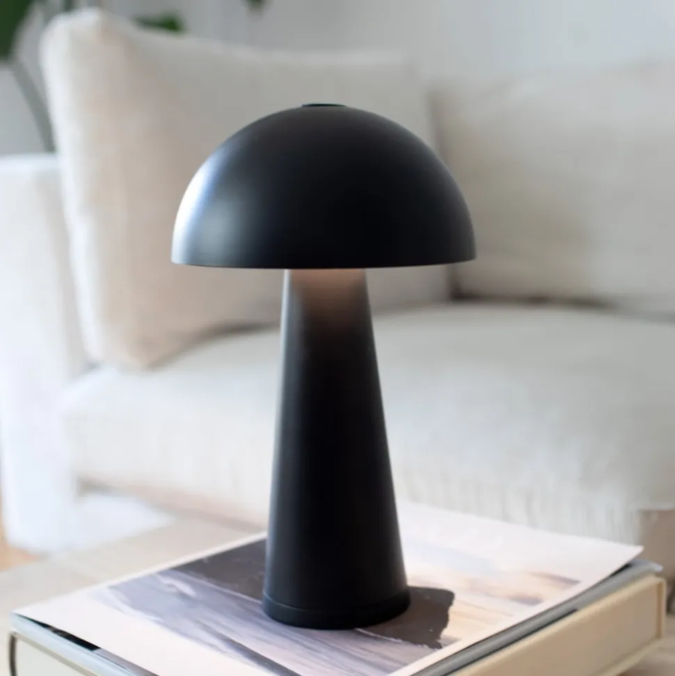 Accu-tafellamp Fungi voor buiten, zwart