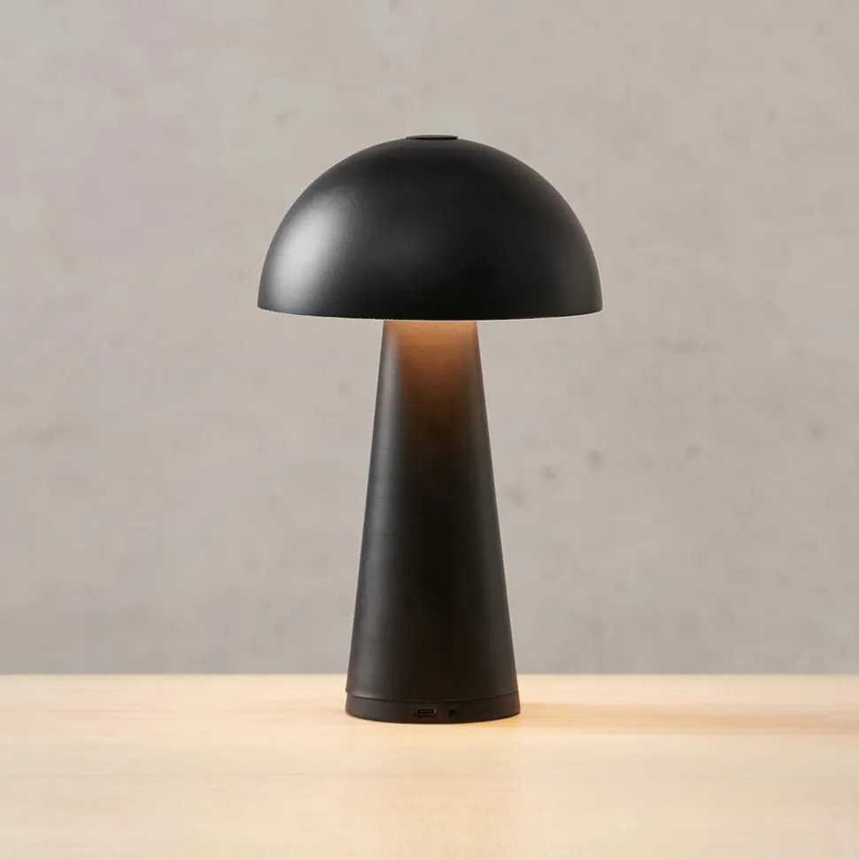 Accu-tafellamp Fungi voor buiten, zwart