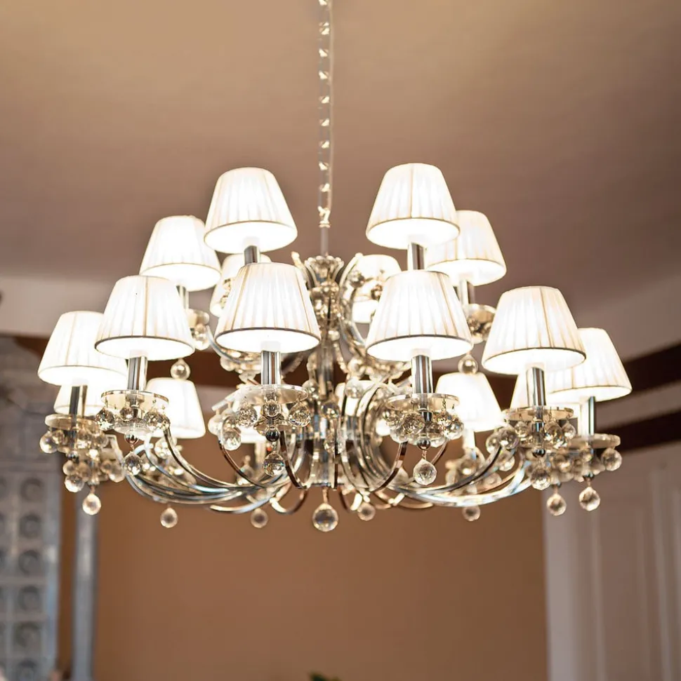Achtienlamps kroonluchter Kristaldesign chro