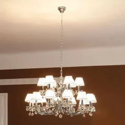 Achtienlamps kroonluchter Kristaldesign chro