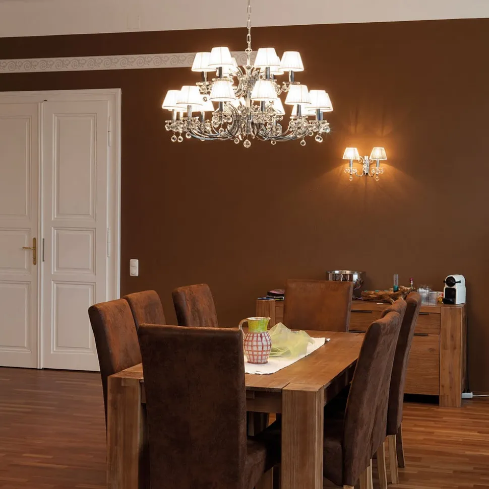 Achtienlamps kroonluchter Kristaldesign chro