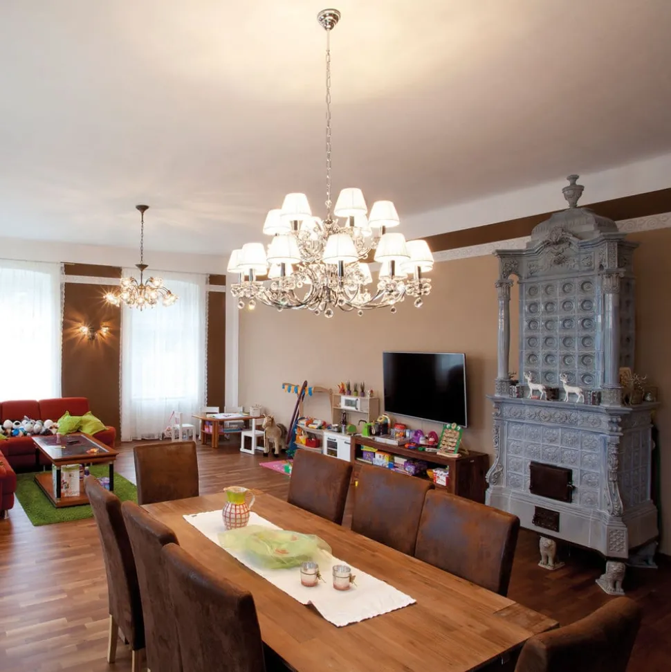 Achtienlamps kroonluchter Kristaldesign chro