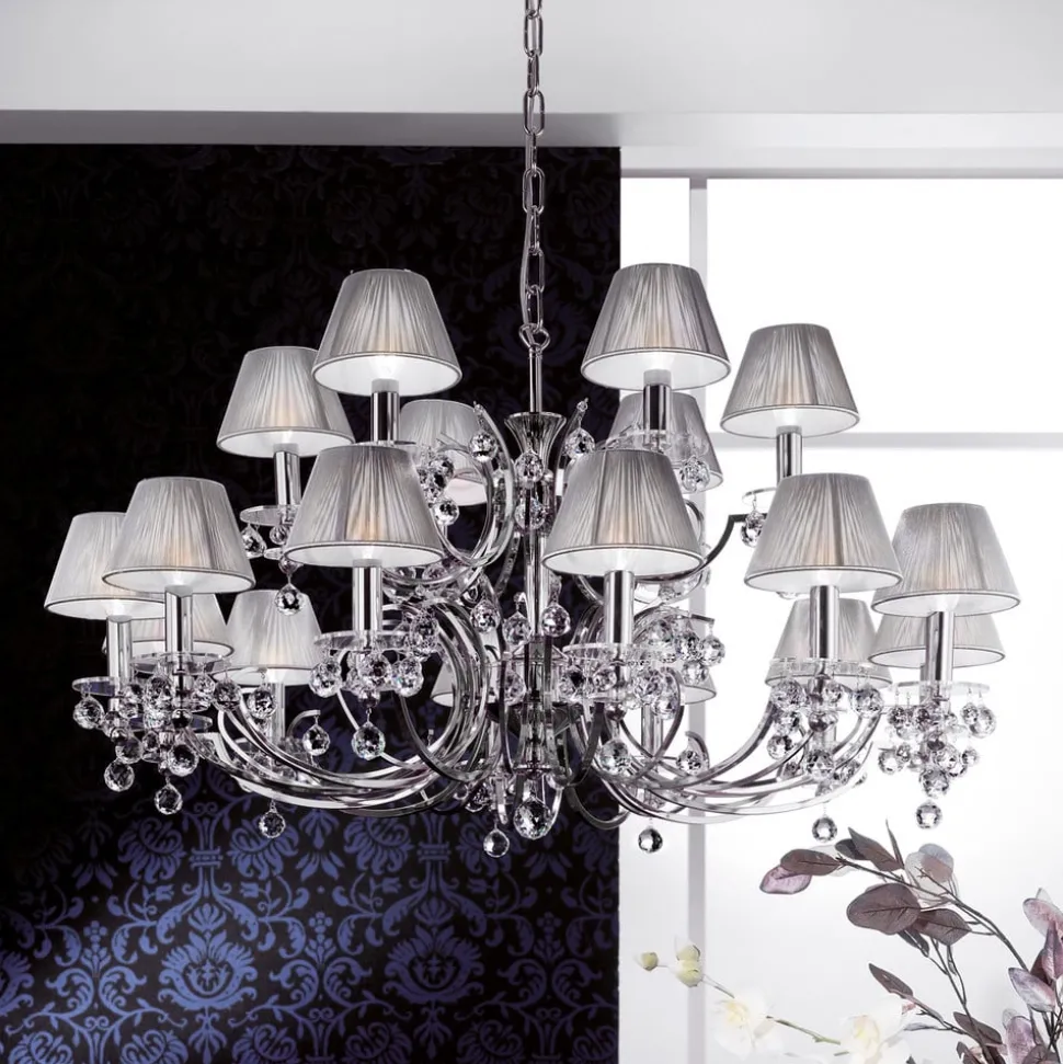Achtienlamps kroonluchter Kristaldesign chro