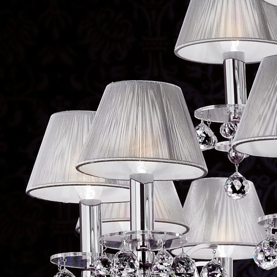 Achtienlamps kroonluchter Kristaldesign chro