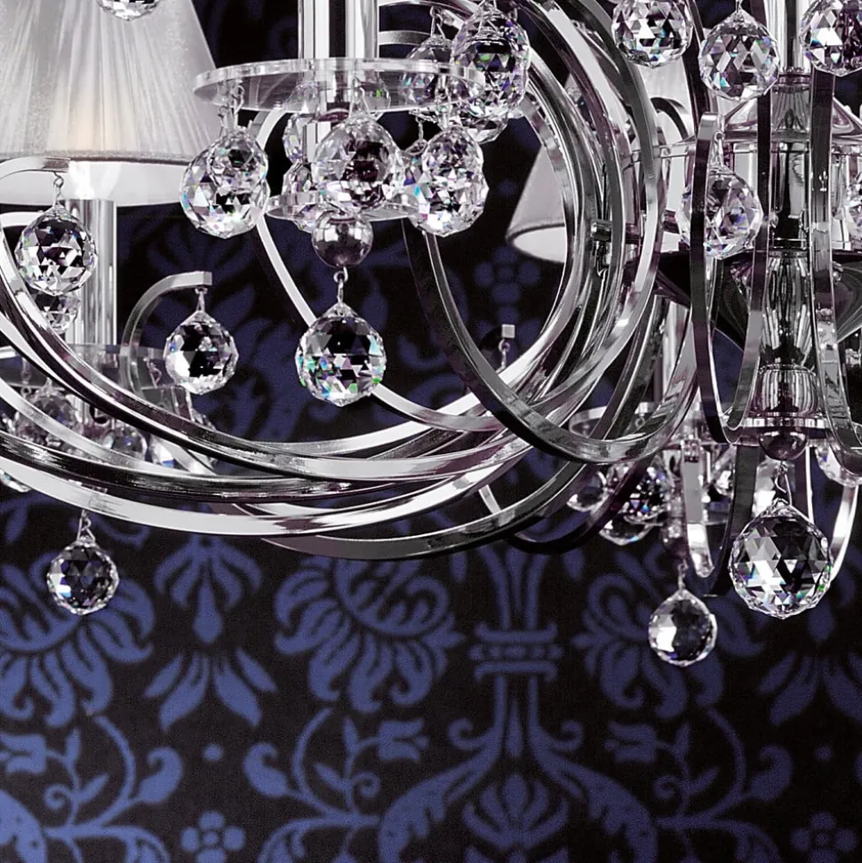 Achtienlamps kroonluchter Kristaldesign chro