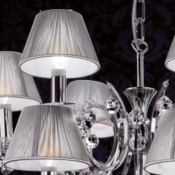 Achtienlamps kroonluchter Kristaldesign chro