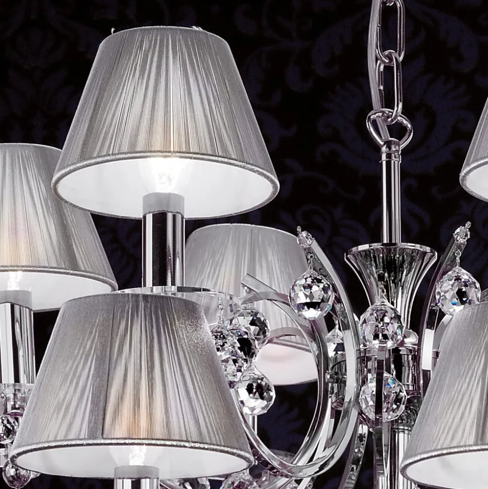 Achtienlamps kroonluchter Kristaldesign chro