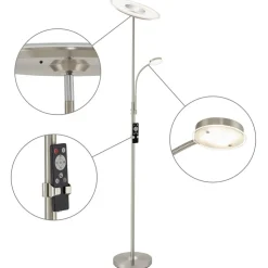 Agiled LED uplighter, nikkel, dimbaar, CCT, 32 W