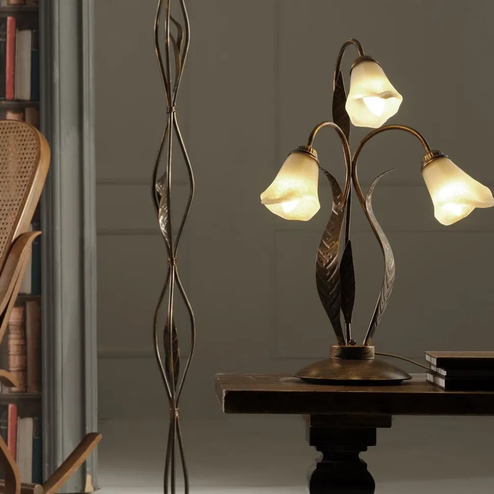 Alga tafellamp, 3-lamps, ijzer, glas, Florentijn