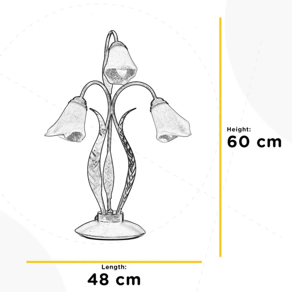 Alga tafellamp, 3-lamps, ijzer, glas, Florentijn