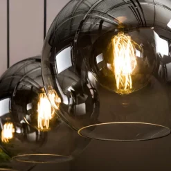 Allessandra hanglamp, 3-lamps, Ø 29 cm, rookgrijs, glas