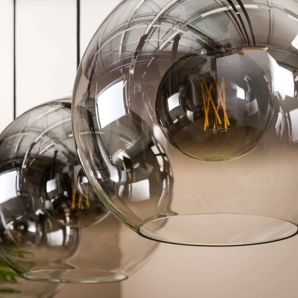 Allessandra hanglamp, 3-lamps, Ø 29 cm, rookgrijs, glas