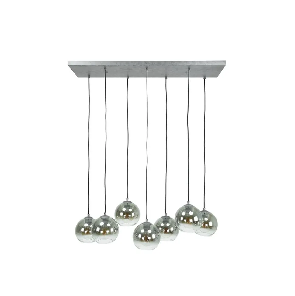 Allessandra hanglamp, 7-lamps, Ø 18 cm, rookgrijs, glas