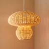 Allie hanglamp, rotan, paddenstoelvorm, natuurlijk bruin