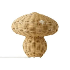 Allie tafellamp, rotan, paddestoelvorm, natuurlijk bruin