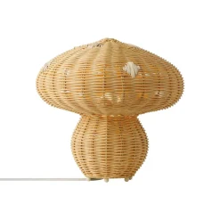 Allie tafellamp, rotan, paddestoelvorm, natuurlijk bruin