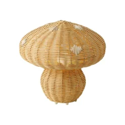 Allie tafellamp, rotan, paddestoelvorm, natuurlijk bruin