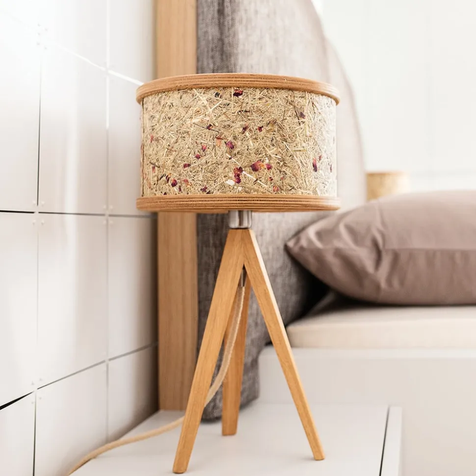 ALMUT 2610 tafellamp, hooi met rode rozenblaadjes