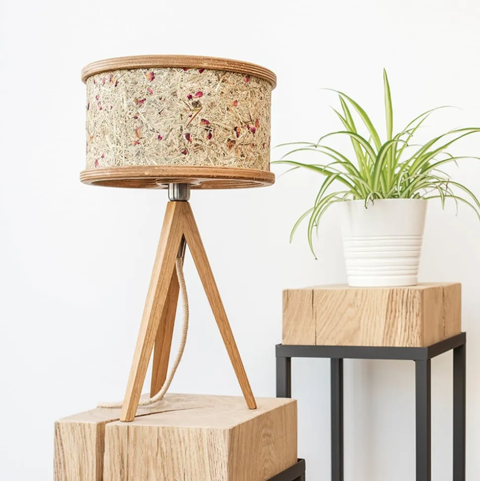ALMUT 2610 tafellamp, hooi met rode rozenblaadjes