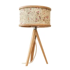 ALMUT 2610 tafellamp, hooi met rode rozenblaadjes