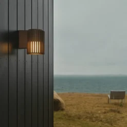 Aludra Seaside buitenwandlamp, aluminium, bruin metallic