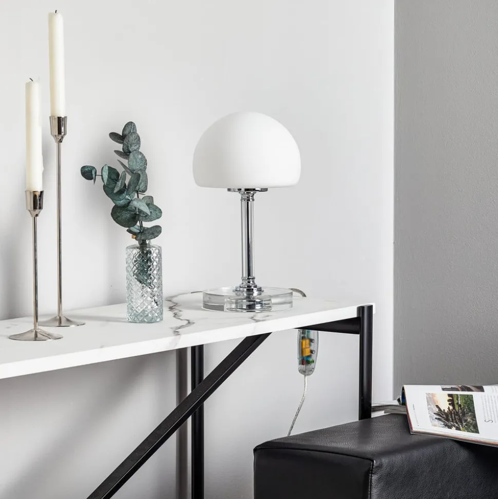 Ancilla - verchroomde LED tafellamp met dimmer