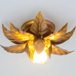 ANTIK plafondlamp met gouden bladeren 26 cm