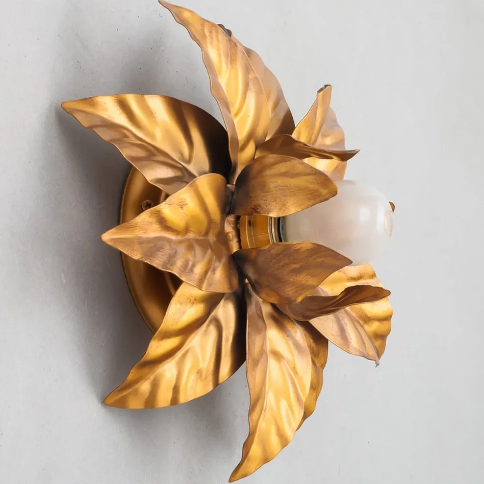 ANTIK plafondlamp met gouden bladeren 26 cm