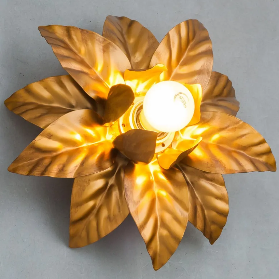 ANTIK plafondlamp met gouden bladeren 26 cm
