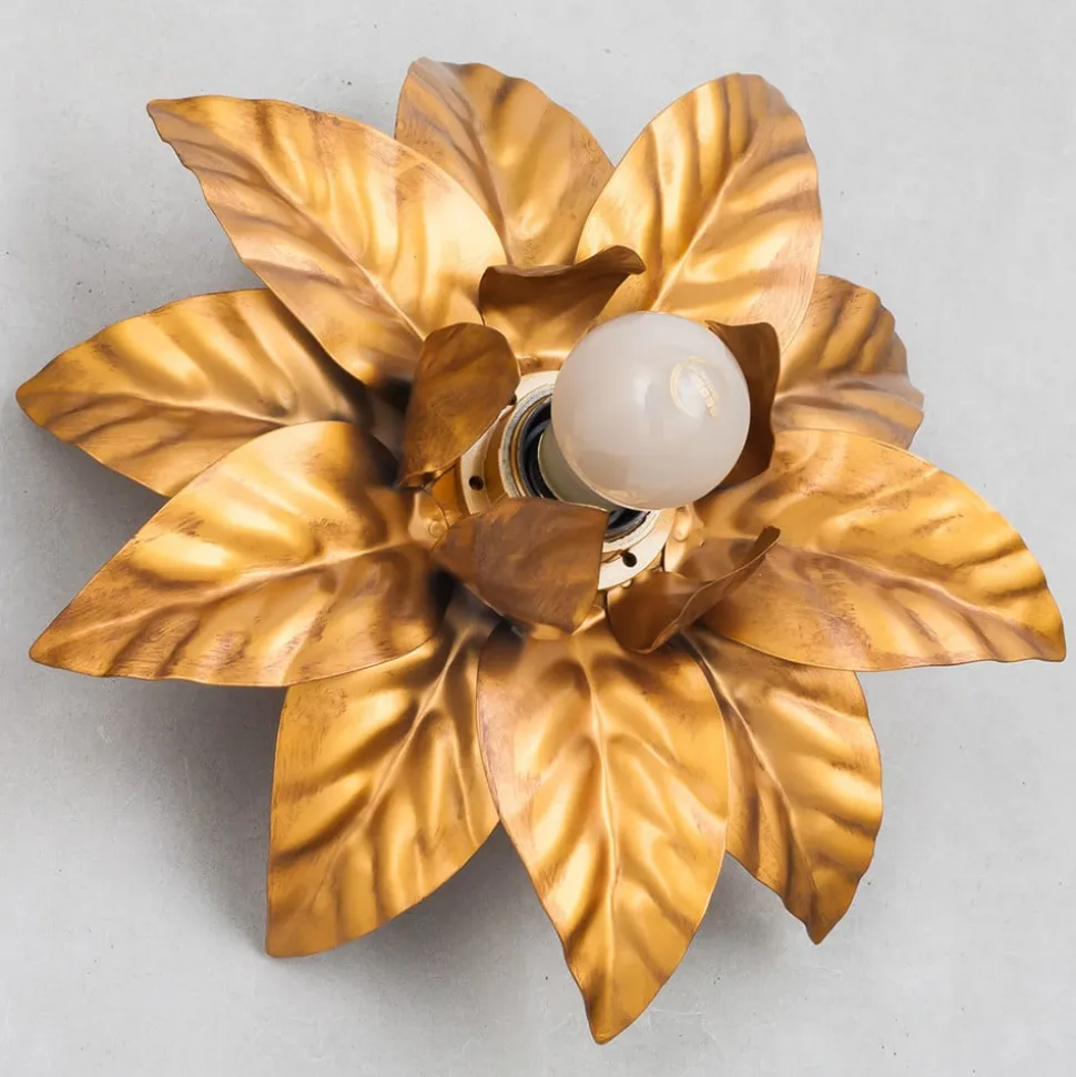 ANTIK plafondlamp met gouden bladeren 26 cm
