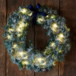 Anton LED krans met Tim, groen met sneeuwdecoratie