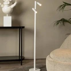Antrim LED vloerlamp, wit, 2-lamps, IP54, dimbaar