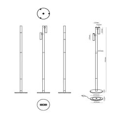 Antrim LED vloerlamp, wit, 2-lamps, IP54, dimbaar