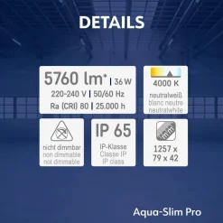 Aquaslim LED verstraler, lengte 127 cm, IP65, kunststof