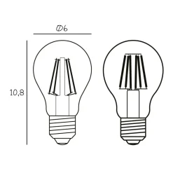 Arbitraire LED lamp, E27 Ø 6 cm 5 W 2.200 K dimbaar
