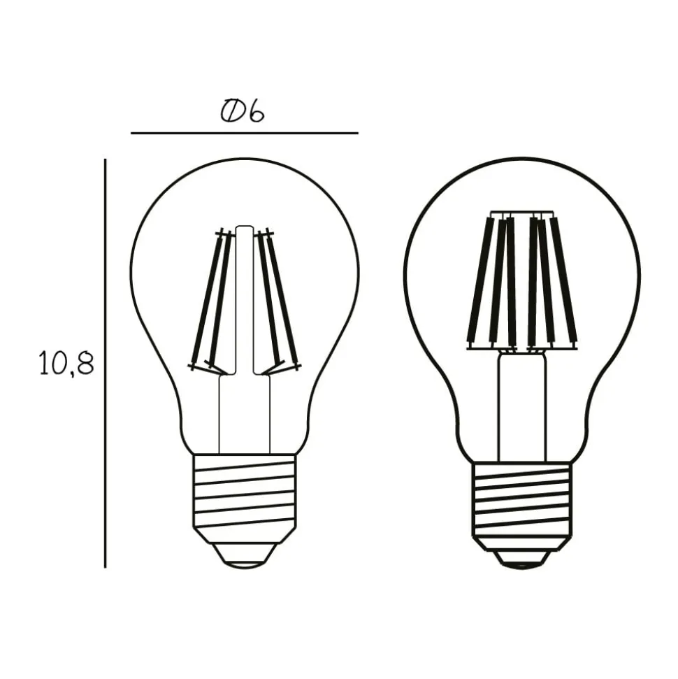 Arbitraire LED lamp, E27 Ø 6 cm 5 W 2.200 K dimbaar