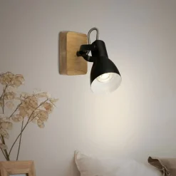 Arbo plafondspot met houten element, 1-lamp