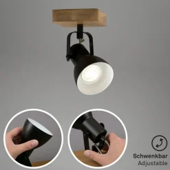 Arbo plafondspot met houten element, 1-lamp