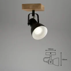 Arbo plafondspot met houten element, 1-lamp