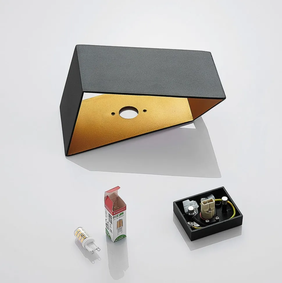 Arcchio Assona wandlamp, zwart-goud