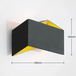 Arcchio Assona wandlamp, zwart-goud