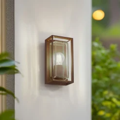 Arcchio buitenwandlamp Ismera, roestkleurig, IP65, glas, E27