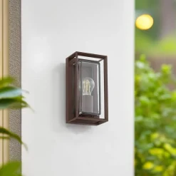 Arcchio buitenwandlamp Ismera, roestkleurig, IP65, glas, E27