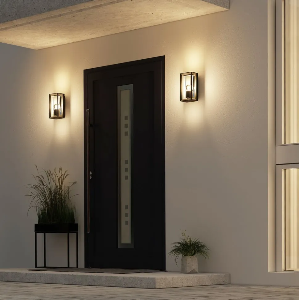 Arcchio buitenwandlamp Ismera, antraciet/helder, IP65, glas