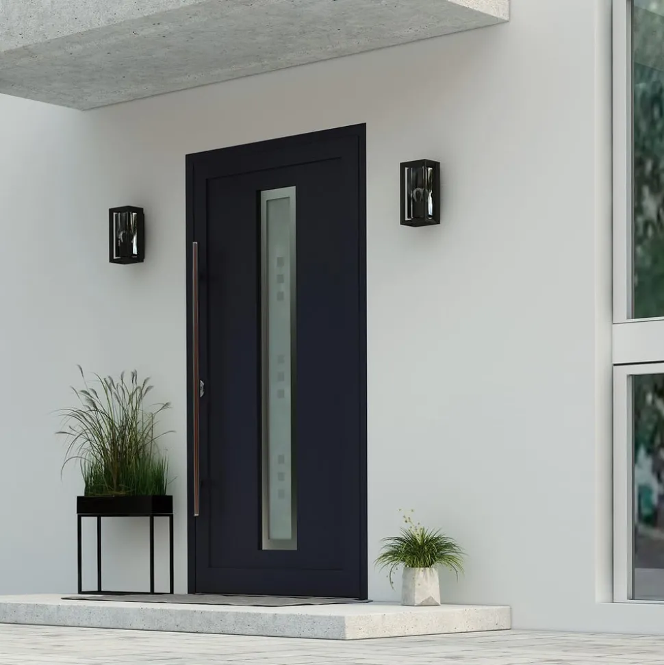 Arcchio buitenwandlamp Ismera, antraciet/helder, IP65, glas