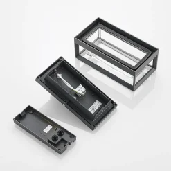 Arcchio buitenwandlamp Ismera, antraciet/helder, IP65, glas