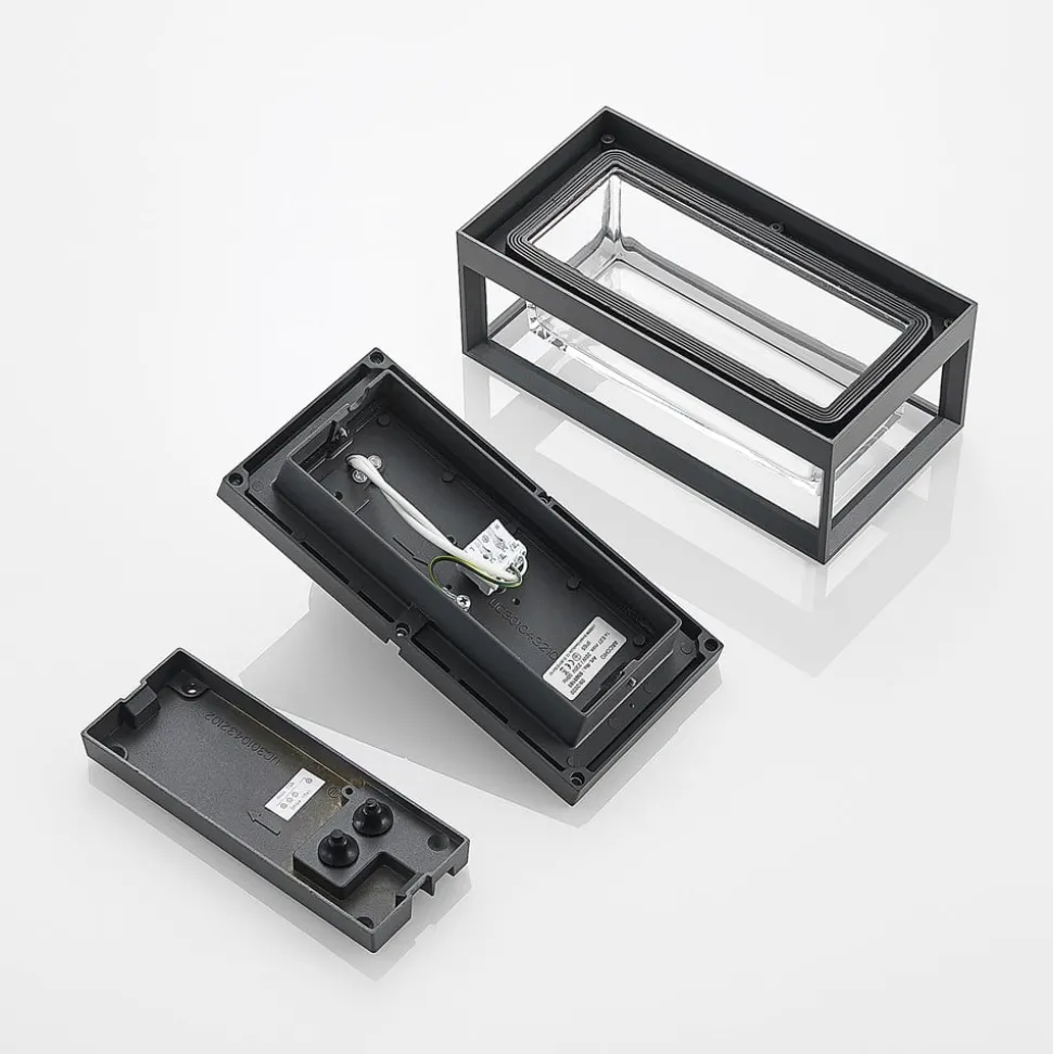 Arcchio buitenwandlamp Ismera, antraciet/helder, IP65, glas