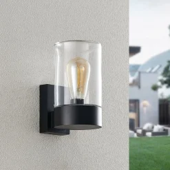 Arcchio buitenwandlamp Liljana, zwart, 21 cm, IP65, glas