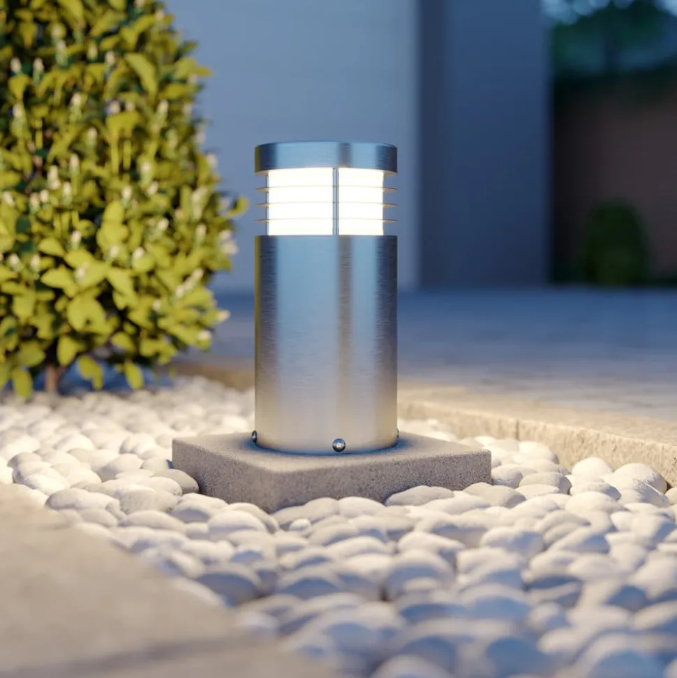 Arcchio Caramia sokkellamp, 23 cm, roestvrij staal, zeewaterbestendig